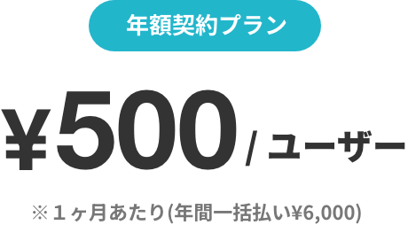 年額契約プラン ¥500/ユーザー