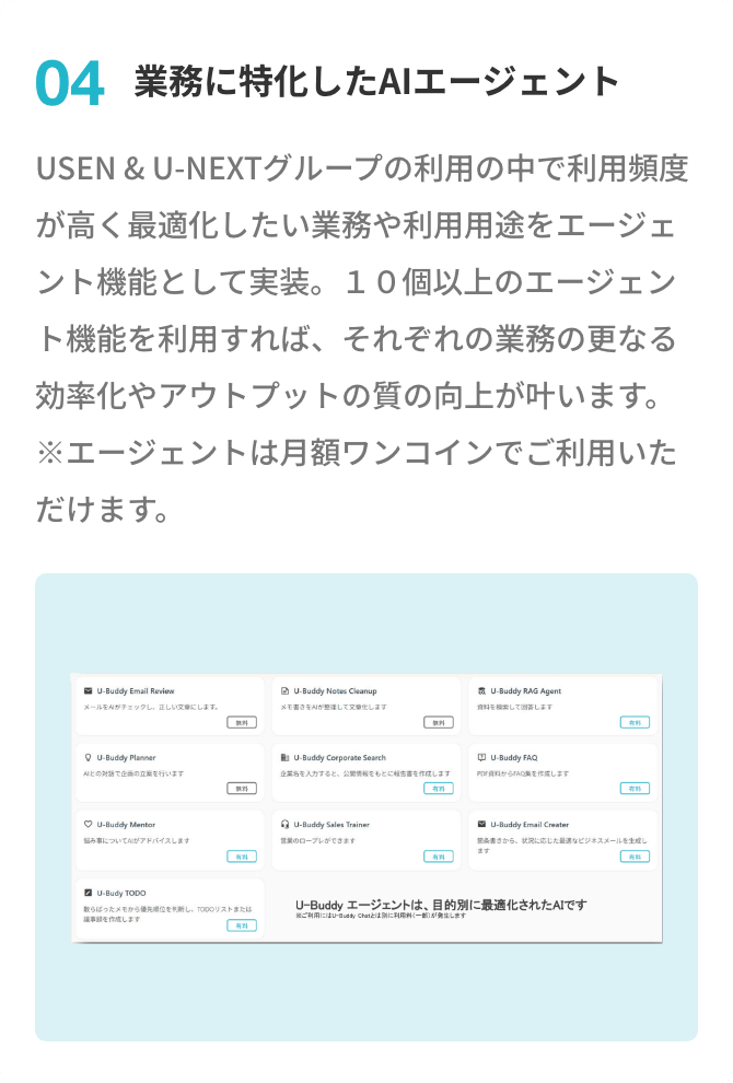 業務に特化したAIエージェント